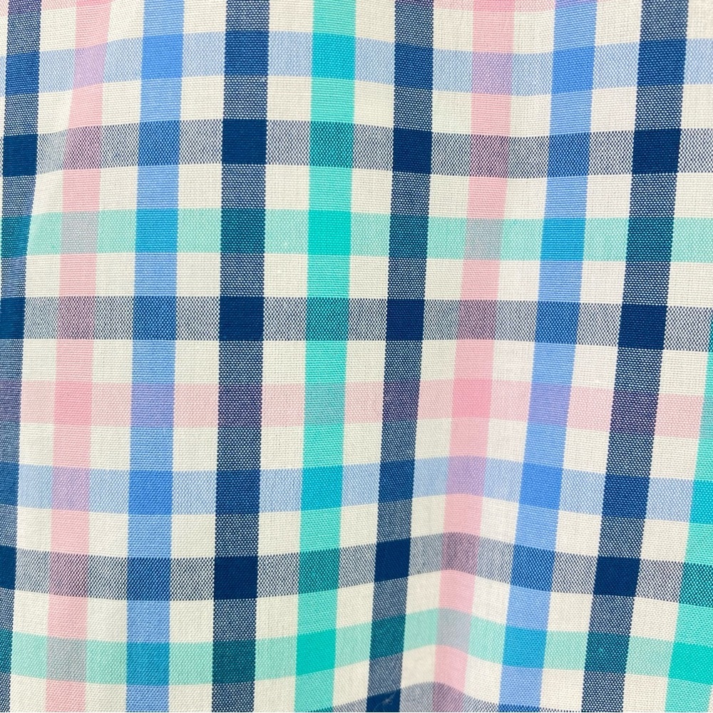 Talbots Ruffle Neck Popover Tunic Gingham Check Cotton 3/4 Sleeve (Size 16‎ P) - Picture 6 of 11